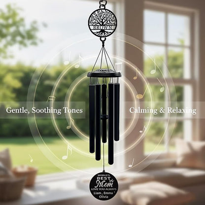 Personalized Mom Wind Chimes Birthday Gifts for Mom Valentines Day Gift for Mom from Daughter Son Outdoor Hanging Decoration