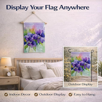 Caroline's Treasures New Jersey Violet in Watercolor Garden Flag Mailbox Flag Decorative Yard Flag Banner Outside Patio Artwork Yard Flower Beds, Garden Size, Multicolor