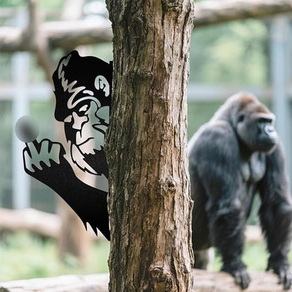 Peaking a Bo Off Bigfoot Animal Metal Sign Art Ornament,Peeping Animal Wall Art Ornament Bigfoot Peeping Around Signs Sasquatch Yard Decor