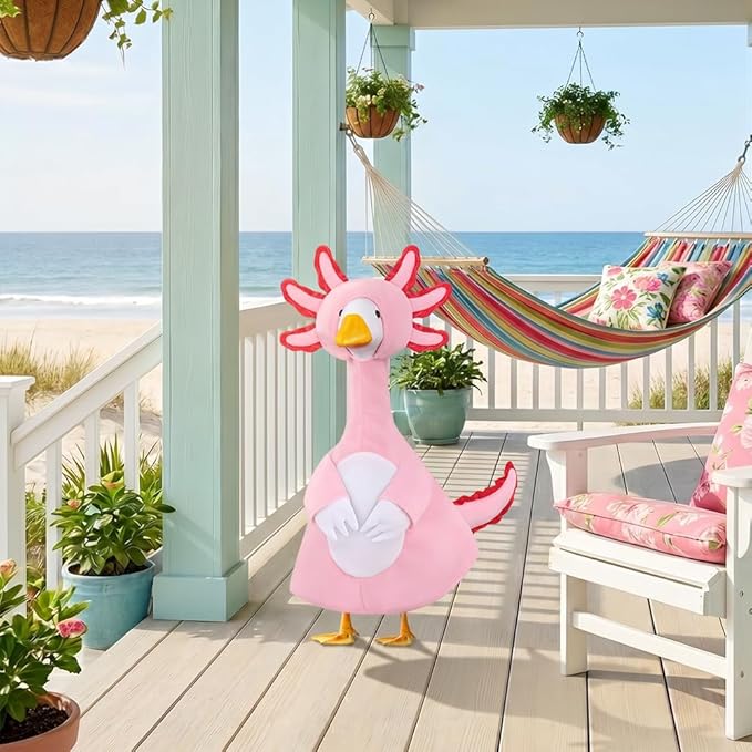 Axolotl Porch Goose Outfits for 23" Porch Goose Holiday Lawn Goose Cement or Plastic Statue Salamander Costume for Outdoor Yard Lawn Patio Decor