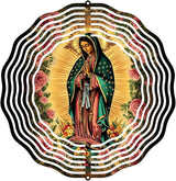 Virgin Mary Prayer Wind Spinner, Metal Wind Spinners Outdoor Indoor, Virgin Mary Rose Hanging Garden Decor for Outside, Stainless Wind Spinners for Yard and Garden 10 inch 3D (25.76X25 CM)