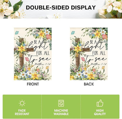 AVOIN colorlife Spring Floral House Flag 28x40 Inch Double Sided Outside, Eucalyptus Flowers Seasonal Cross Yard Outdoor Flag