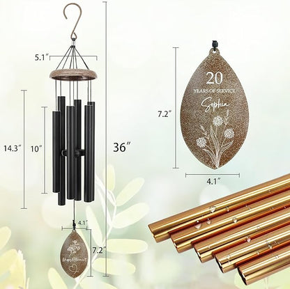 ASTARIN Personalized Happy Retirement Gift, Custom Name Retirement Wind Chimes for Women Men, 35" Large Deep Tone Wind Chime Retire Gifts for Teacher Co-Workers Boss(Produced in USA)