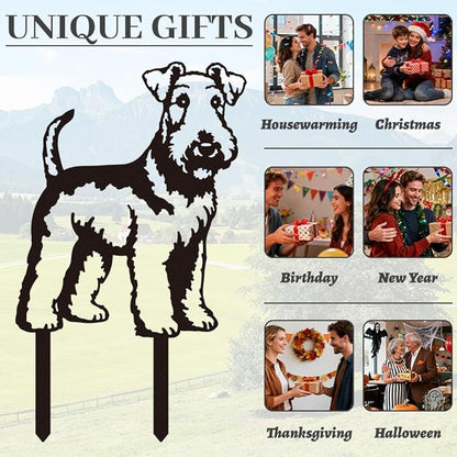 WADORN Terrier Dog Metal Decorative Garden Stakes, Black Terrier Dog Outdoor Statues Silhouette Funny Dogs Lover Gifts Stakes Silhouette Ornaments for Yard Art Garden Patio Backyard Lawn Decors