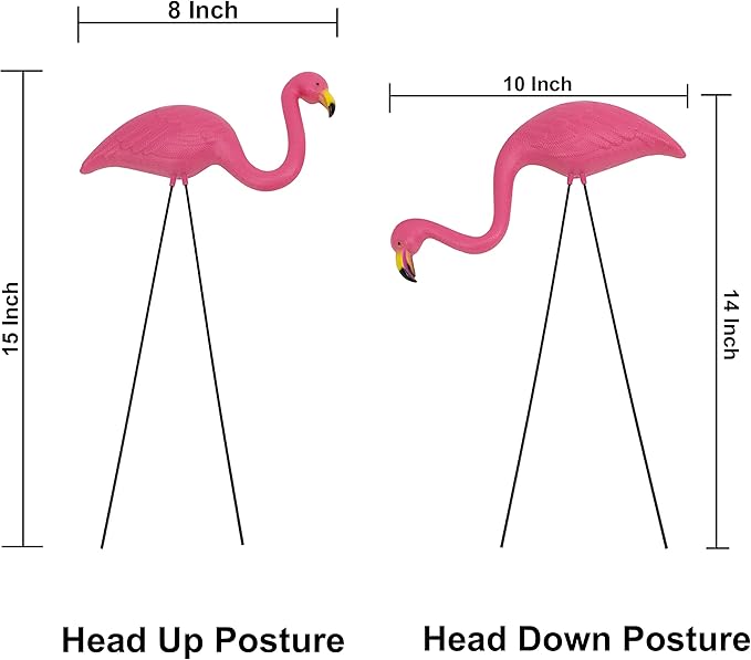 GiftExpress Pink Flamingos Yard Decorations - 6 Pack Small 14" Tall Plastic Flamingo Statue w/Metal Stakes - Flamingo Lawn Ornaments & Garden Decor for Outdoor Parties