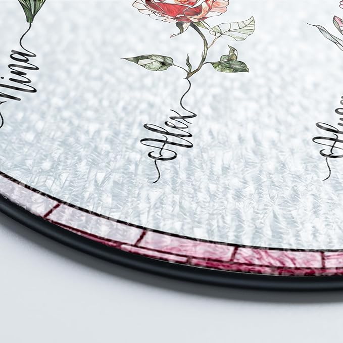 Personalized Grandma’s Garden Stained Glass Window Hanging Ornament, Custom Birth Month Flowers with Kids’ Names, Grandma Love Grows Here Floral Decoration, for Mom Grandma