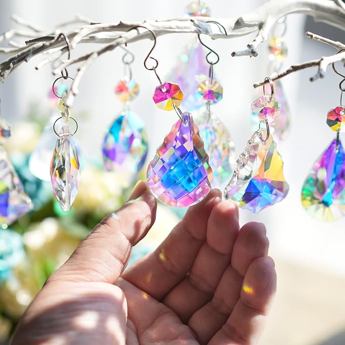 KANPURA 12 Pcs Crystal Sun Catcher, Hanging Ornament Crystals Prism Rainbow Maker for Home,Office,Garden Christams Decoration(Colorful)