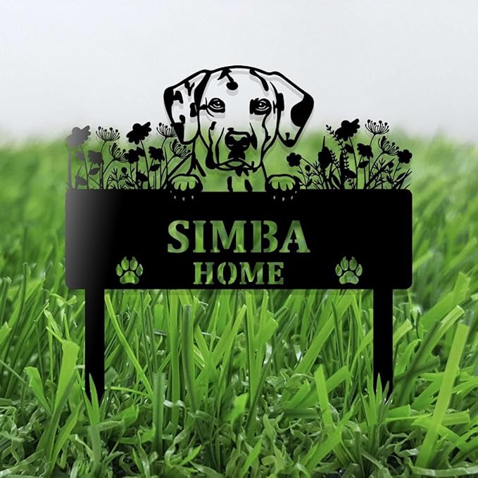 Custom Dalmatian Dog Metal Memorial Garden Stake Pet Grave Marker Name Sign Remembrance Stake Sympathy Dog Loss Pet Memorial,Dog Sign for Grave Pot Lawn Yard Kaleyard Garden Park Decal.