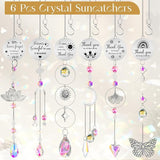 Briwooody 6 Pcs Thank You Gifts for Women Crystal Suncatcher Thank You with Engraved Message Hanging Sun Catcher Ornament for Windows Friend Family Teacher Coworkers Appreciation Gratitude Gift