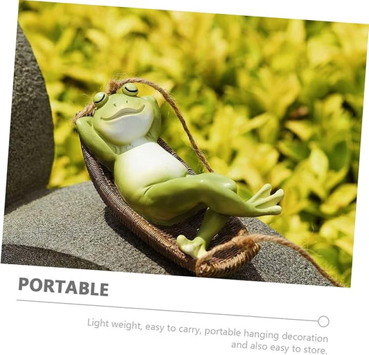 Lovely Hanging Frogs Ornament Resin Courtyard Frogs Figure with Swing Weather-Resistant Garden Statues Decor for Outdoor Patio Home Office Gift for Friends and Family