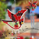 KY&BOSAM Cardinal Wind Chime for Outside Stained Glass Sympathy Wind Chimes Memorial Wind Chime for Loss of Loved One Mother Father Condolence Remembrance,Sympathy Gift Home Outdoor Garden Patio Decor