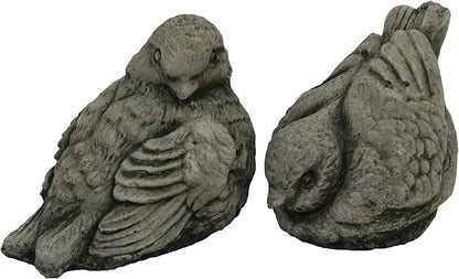 European Robin Birds Pair Concrete Statues Cement Figurines Cast Stone Yard Art