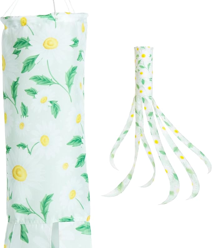 Madrona Brands Spring Simple Daisy Flower Windsock for Outside 48 Inch | Durable Outdoor Decorative Hanging Wind Sock Flag | Yard, Garden, Patio