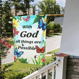 With God All Things Are Possible Garden Flags 12×18 Inch Double Sided Decorative Yard Banner Seasonal Flag for Outdoor Outside Decor