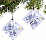 HDCRYSTALGIFTS 2PCS 50mm Clear Crystal Sun Catcher Prisms, Hanging Suncatchers with Glass Prism, Rainbow Maker for Windows, Balcony, Kitchen, Garden, Christmas Tree Decoration