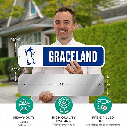 Customize Your Own Blue Street Sign with Penguin Symbol by SmartSign | 6" x 24" 3M EG Reflective Aluminum