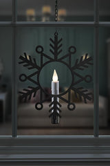 CW1510A Battery Powered 12 Inch Metal Snowflake Window Wreath with Hot Spot Flickering Flameless Candle Light and Automatic Timer,