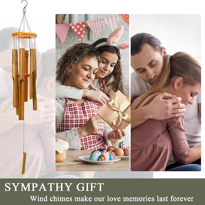Afirst Bamboo Wind Chimes, 38" Wooden Windchimes for Outdoor Valentine's Day Gift Handcrafted Memorial Sympathy Gift for Garden, Patio, Home or Outdoor Decor