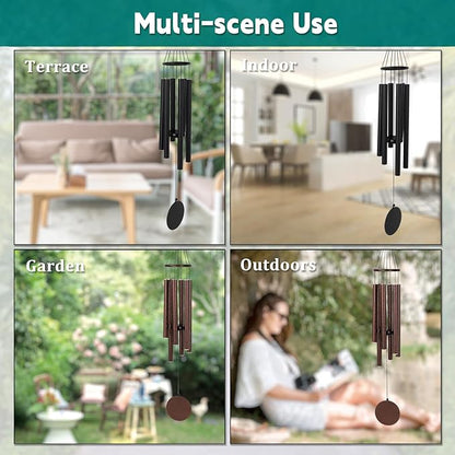 Outdoor Wind Chimes 32" Black Aluminum Wind Chimes for Garden, Patio Decor - Deep Tones Create Zen Atmosphere, Soothing Relaxation Gift for Mom, Dad, Women, Men, Unisex