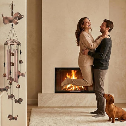 Dachshund Wind Chimes for Outside Wiener Dog Wind Chimes, Memorial Birthday Dachshund Gifts for Women Men, Metal Sausage Dog Wind Chimes for Patio Garden Outdoor Decor