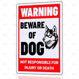 Beware of Dog Sign Husky Metal Sign Warning Beware of Dog Signs for Fence Outdoor Farm Garden Gate Home Yard Decor 8x12 Inch