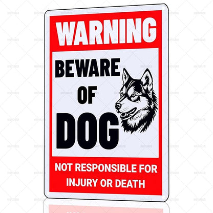 Beware of Dog Sign Husky Metal Sign Warning Beware of Dog Signs for Fence Outdoor Farm Garden Gate Home Yard Decor 8x12 Inch