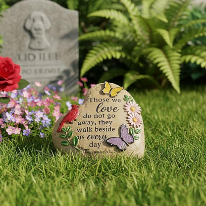 Memorial Garden Stone Cardinal Sympathy Gifts with Butterfly Flowers, in Memory of Loved One Gifts for Mother Father Cemetery Decorations for Grave Waterproof 6 inch