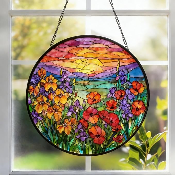 Stained Glass Window Hanging,suncatcher Stained Glass kit,Stained Glass Ornament, Garden suncatchers for Windows Hanging,Window Decor or Indoor,Gifts for Women, Lovers, Couple, Friends