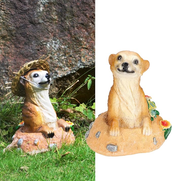 Garden Statue, Outdoor Animal Ornament, Lifelike Straw Hat Resin Decoration for Lawn Yard Flower Pot, Weather - Pastoral Style Garden Art