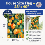 Caroline's Treasures Florida Orange Blossom in Watercolor House Flag Large Porch Sleeve Pole Decorative Outside Yard Banner Artwork Wall Hanging, Polyester, House Size, Multicolor