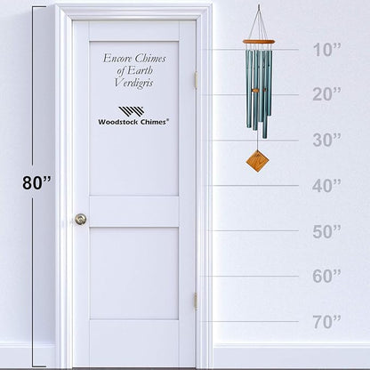 Woodstock Chimes Pluto Wind Chime for Outside 37" Verdigris Medium Tone Sound for Outdoor Garden, Patio, Porch Decor Gifts, Encore Collection, DCV37