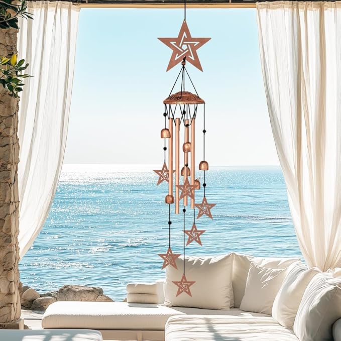 Wind Chimes for Outside, Melodious Melodic Tones Star Style Windchimes Suitable for Outdoor Garden Patio Porch Decor, Unique 33“ Metal Memorial Wind Chimes Friendship Gifts for Women