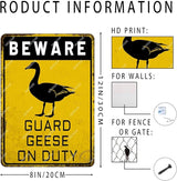 snowsun Beware Guard Geese on Duty Funny Metal Signs Vintage Tin Sign for Home Yard Farm Street Fence Wall Decoration 8×12 Inches