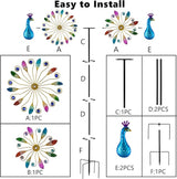 65 Inch Colorful Peacock Wind Spinner Outdoor, Two-Sided Windmill for Yard with Vibrant Front & Solid Blue Back, Large Metal Garden Wind Spinners and Statement Outdoor Garden Decor
