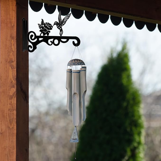 2-Pack 10 Inch Aesthetic Plant Hangers Outdoor – Metal Hanging Plant Bracket with Beautiful Hummingbird Pattern – Heavy Duty Plant Hooks for Hanging Plants, Bird Feeder, Wind Chime, Lantern