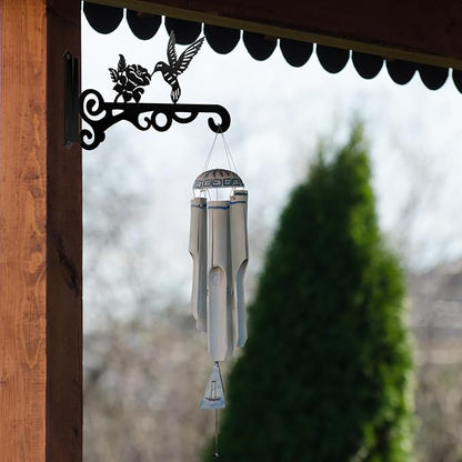 4-Pack 10 Inch Aesthetic Plant Hanger Indoor and Outdoor – Metal Hanging Plant Bracket with Hummingbird Pattern – Heavy Duty Plant Hooks for Hanging Flower Baskets, Bird Feeder, Wind Chime, Lantern