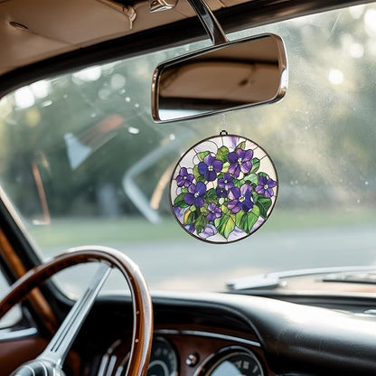 Violet Flower Acrylic Suncatcher, Flower Suncatchers for Window Hangings, Stained Glass Effect Garden Decor, Gift for Mother's Day, Mom, Grandma, Wife, Women