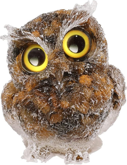 Nupuyai 3 inches Orgone Resin Crystal Chips Tumbled Stone Owl Statue, Mini Hand Carved Stone Crystal Animal Figurines for Tabletop Indoor Outdoor, Tiger's Eye