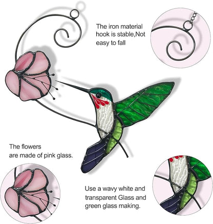 1PC Colorful Hummingbird Glass Window Decor Hanging Ornament, Home Wall Garden Decor, Hummingbird Light Catcher, Bird Lover Favorite Gardening Ornament
