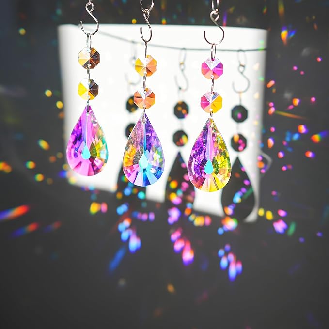 kanpura 25pcs 50mm Crystal Prisms Chandelier Suncatcher Beads Replacement Colorful Hanging Crystals for Chandeliers Window Wedding Party Decor