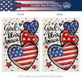CROWNED BEAUTY 4th of July Garden Flag Patriotic Hearts Double Sided 12x18 Inches for Outside Small Burlap Independence Memorial Veterans Day Holiday Yard Decoration CF1815-12