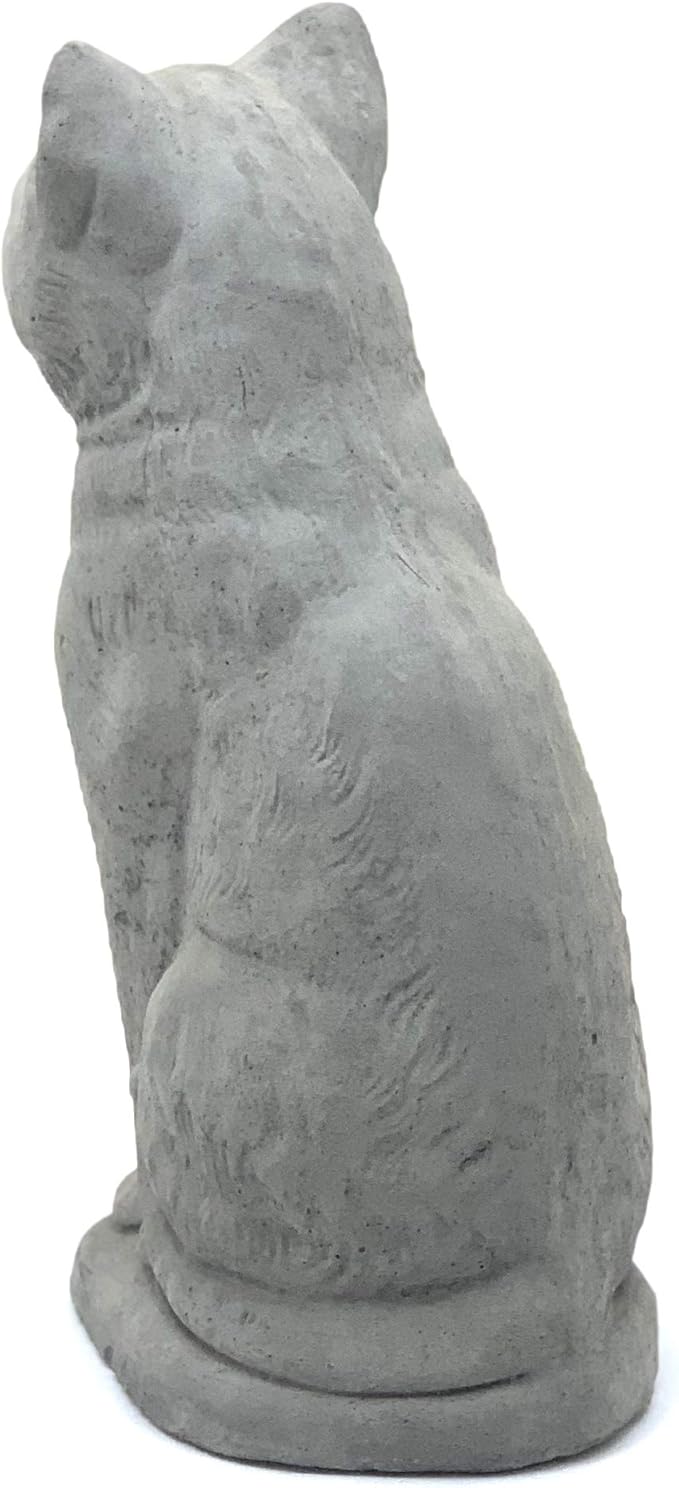 Vintage Sitting Cat: Solid Durable Stone Statue with Distressed Texture. Perfect Home Design & Sealed for Outdoor Use. Handcrafted USA. (Antique/Gray)