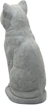 Vintage Sitting Cat: Solid Durable Stone Statue with Distressed Texture. Perfect Home Design & Sealed for Outdoor Use. Handcrafted USA. (Antique/Gray)