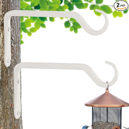 AILIN YELOKIE 8" Plant Hangers 2-Pack - Heavy Duty Rust-Resistant Steel Hooks for Bird Feeders, Indoor/Outdoor Plants & Wall Decor, White