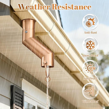 Tfro & Cile Rain Chain Gutter Adapter Gold Installation Suit for Gutter Downspout Outlet