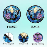 CREATCABIN Butterfly Sun Catchers Round Acrylic Suncatchers Stained Animals Window Wall Art Hanging Ornaments with Metal Chain for Housewarming Living Room Bedroom Home Garden Decor 9.8 Inch