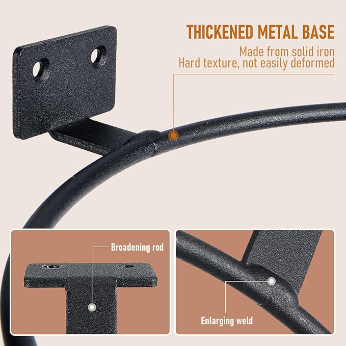 Wall Pot Holder Bulk 6in 3Pack Ring Plant Hanger, Metal Planter Hooks Wall Mounted Bracket Heavy Duty for Outdoor Indoor Black