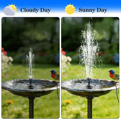 Solar Water Fountain, 2.5 W Solar Bird Bath Fountains with 9.2FT Cable, 5 Nozzles, Outdoor DIY Solar Water Pump Kit for Garden, Ponds, Fish Tank