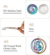 Ramadan Wind Spinners Outdoors Stainless Steel Wind Sculpture Spinner for Garden Outside Hanging Decor Gradient Twisted Winds Chimes for Eid Mubarak Theme Yarn Home Garden Decor 2Pcs