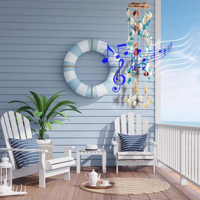 Jangostor Seashell Wind Chimes Multi Color Handmade Wind Chimes, for Garden Bar Store Hanging Ornament Home Decor Beach Decoration Party Gift (6.7 x 29 Inches)